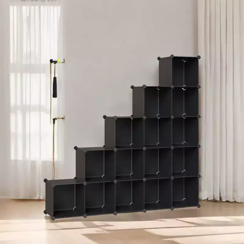 Cube Storage Organizer, Set of 16 Plastic Cubes, Cube Shelf, Book Shelf, Closet Organizers and Storage, Room Organization, 12.2 x 48.4 x 48.4 Inches