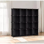 Cube Storage Organizer, Set of 16 Plastic Cubes, Cube Shelf, Book Shelf, Closet Organizers and Storage, Room Organization, 12.2 x 48.4 x 48.4 Inches
