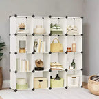 Cube Storage Organizer, Set of 16 Plastic Cubes, Cube Shelf, Book Shelf, Closet Organizers and Storage, Room Organization, 12.2 x 48.4 x 48.4 Inches