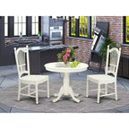 HomeStock Dining Room Kitchen Table Set Round Linen White