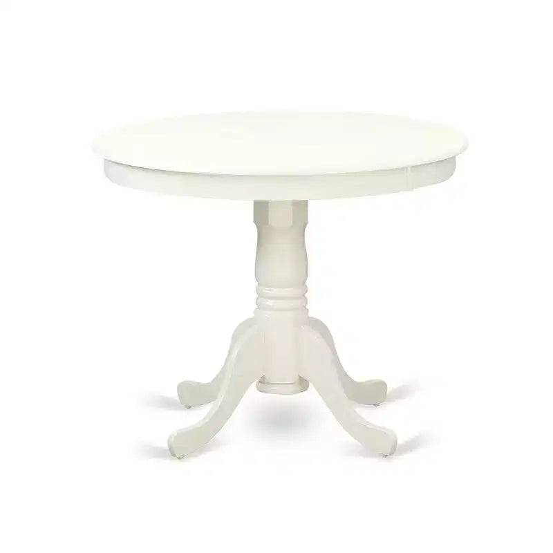 HomeStock Dining Room Kitchen Table Set Round Linen White