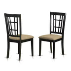 Rubber Wood Dining Table Set With 6 Chairs Rectangle Kitchen Dining Room Black