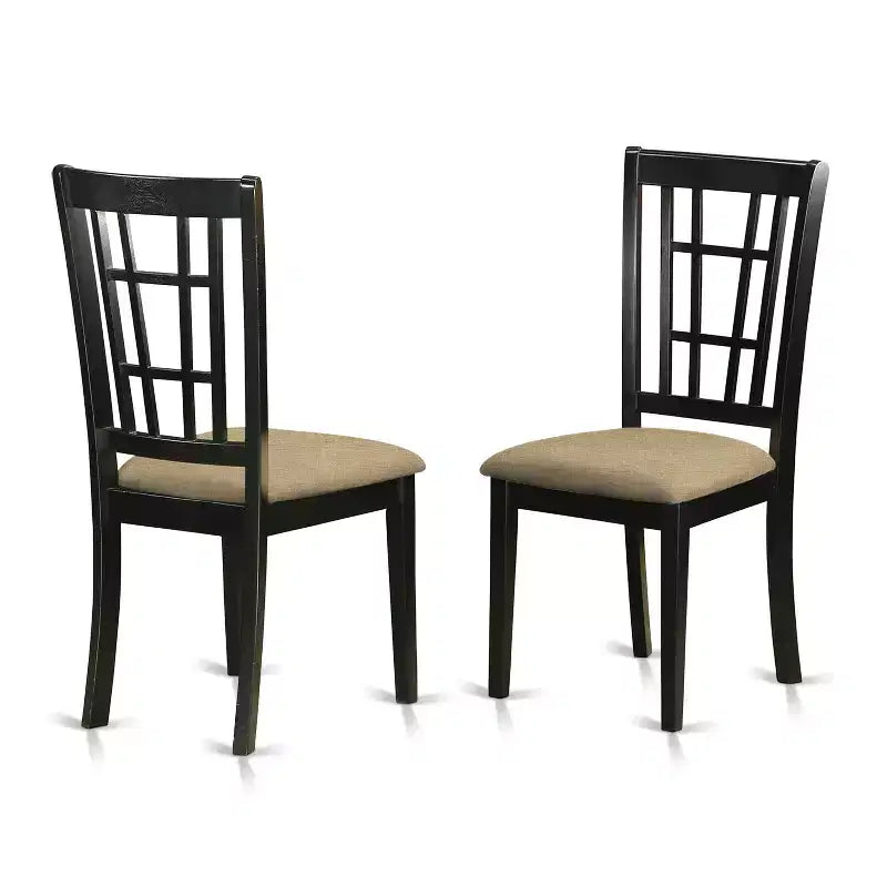 Rubber Wood Dining Table Set With 6 Chairs Rectangle Kitchen Dining Room Black
