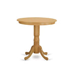 HomeStock JAPB5-OAK-W 5 Piece Counter Height Dining Set Round Table 4 Chairs Oak