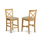 HomeStock JAPB5-OAK-W 5 Piece Counter Height Dining Set Round Table 4 Chairs Oak