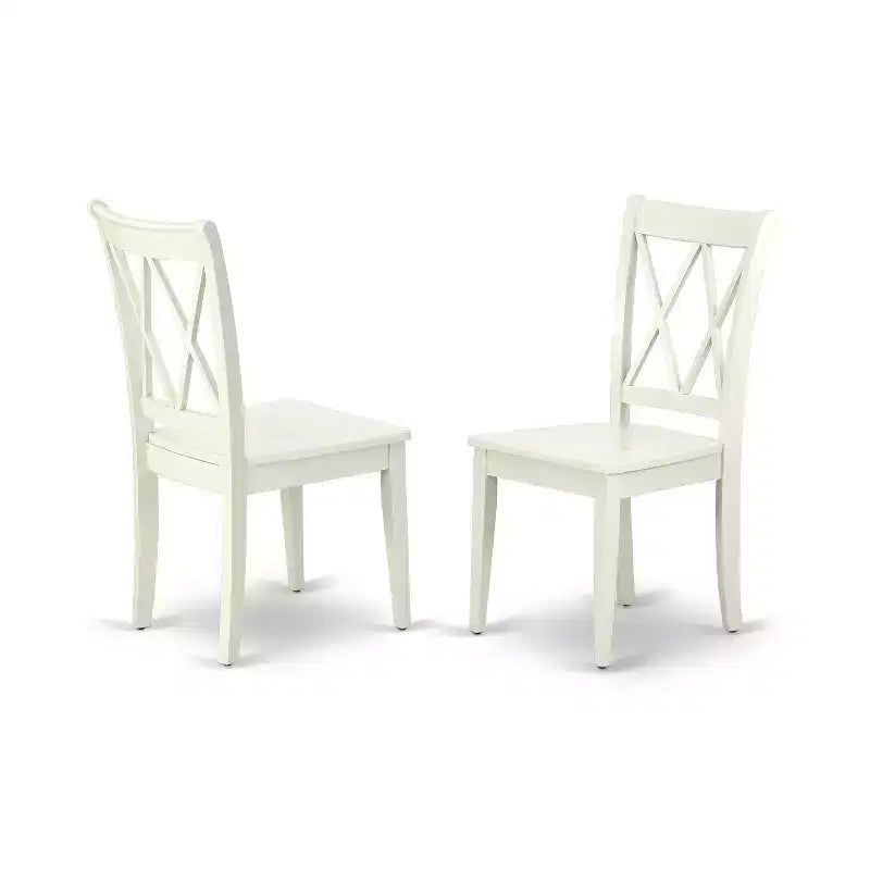 HomeStock HLCL5-LWH-W 5PC Round 42 inch Table and 4 Double X back Chairs