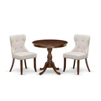 HomeStock Round Dining Table Set Linen Parson Chairs Classic