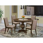 HomeStock Distressed Jacobean 5 Piece Round Dining Set