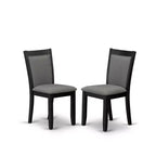 HomeStock Round Pedestal Dinette Set Wirebrushed Black Linen Fabric Chairs