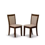 HomeStock 5 Piece Round Kitchen Table Set Linen Chairs Walnut Finish