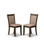 Round Dining Table Set With 6 Chairs Linen Fabric Parsons Style Dining Set