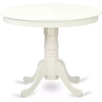 HomeStock ANVA5 Linen White 5 Piece Round Pedestal Dining Set