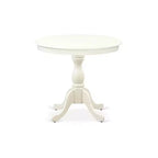 HomeStock Linen White Round Pedestal Dining Table and 4 Chair Set