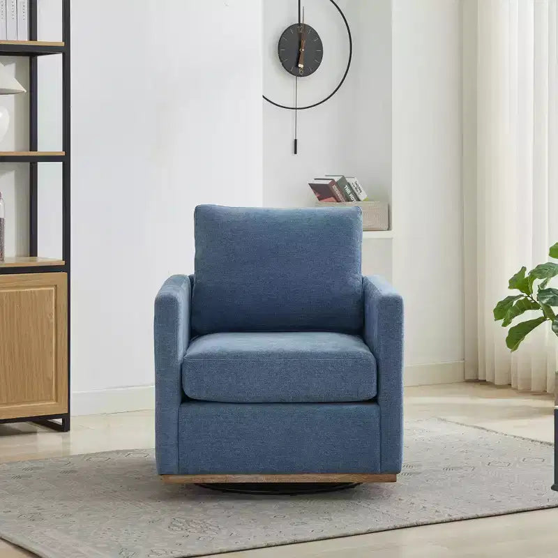 GDFStudio Clare 30.7 W Chenille Upholstered Wood Swivel Accent Chair with Metal Base