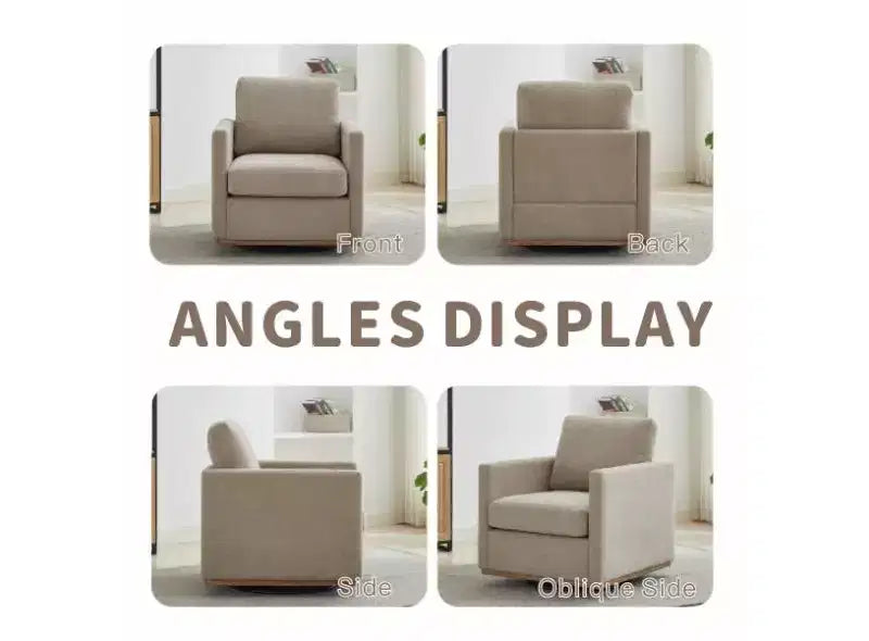 GDFStudio Clare 30.7 W Chenille Upholstered Wood Swivel Accent Chair with Metal Base
