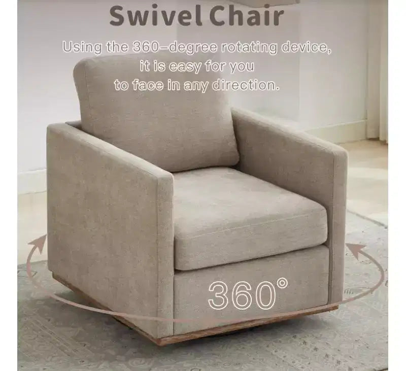 GDFStudio Clare 30.7 W Chenille Upholstered Wood Swivel Accent Chair with Metal Base