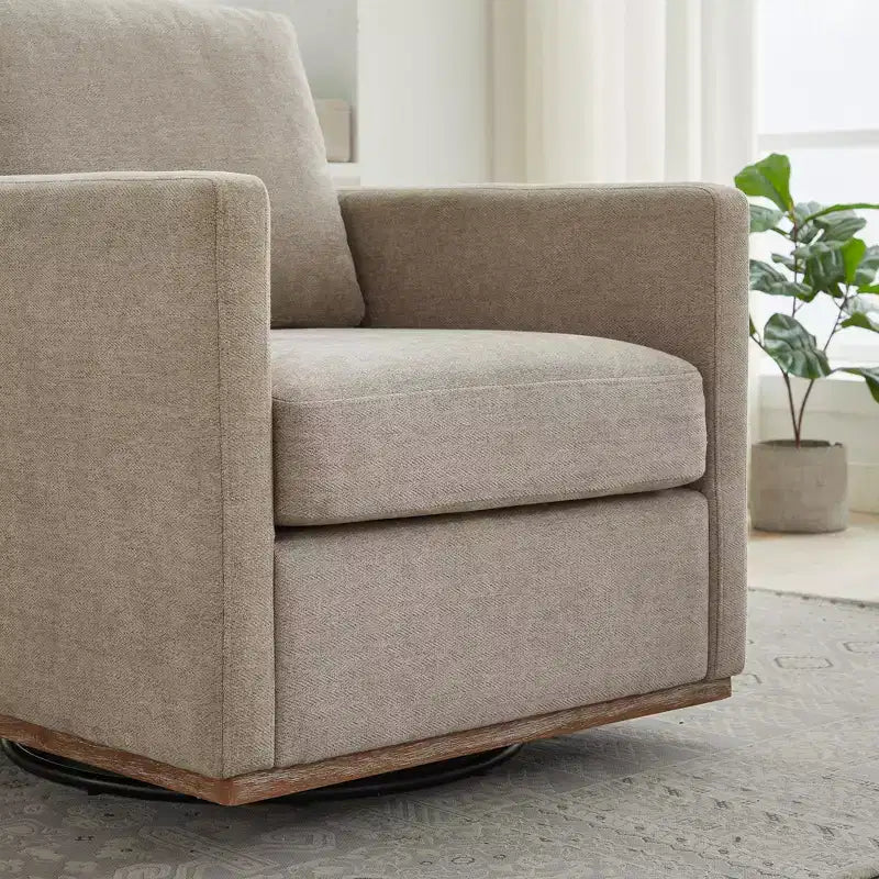 GDFStudio Clare 30.7 W Chenille Upholstered Wood Swivel Accent Chair with Metal Base