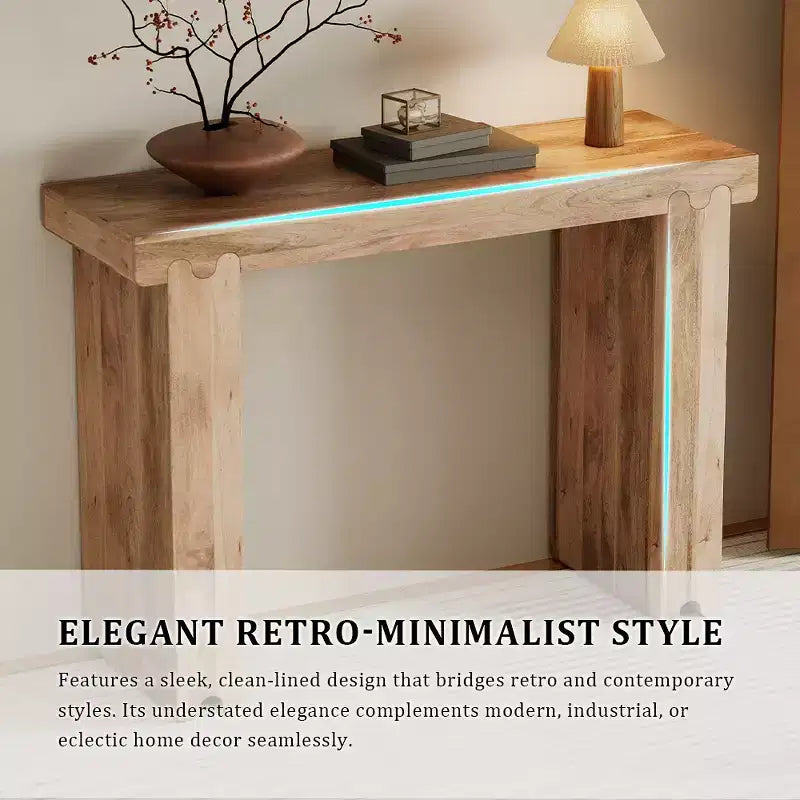 Whisen Minimalist Farmhouse Mango Wood Console Table & Entryway Side Table with Thickened Tabletop