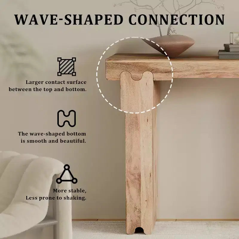 Whisen Minimalist Farmhouse Mango Wood Console Table & Entryway Side Table with Thickened Tabletop