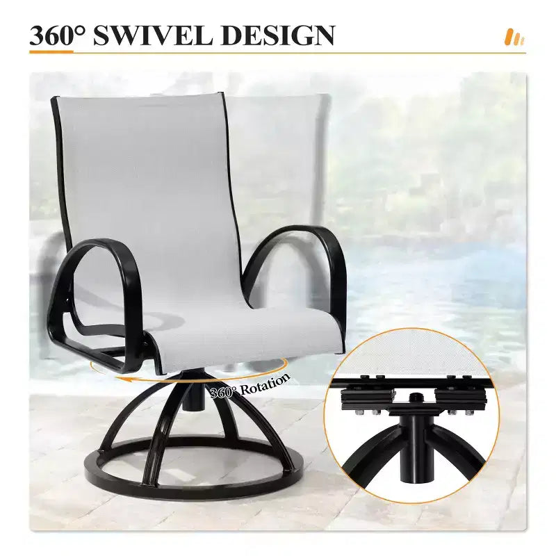 Crestlive Products Aluminum Patio Outdoor Dining Chair With Sunbrella (Set of 2)