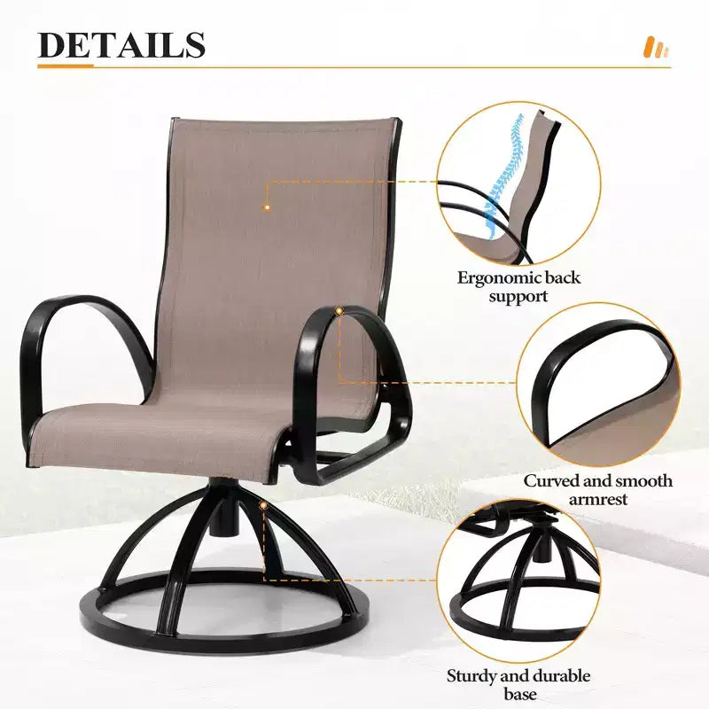 Crestlive Products Aluminum Patio Outdoor Dining Chair With Sunbrella (Set of 2)