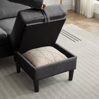 HYLEORY L-Shaped Convertible Sectional Sofa Couch 3 Seater with Linen Fabric, Complete with Ottoman, for Living Room, Apartment and Office