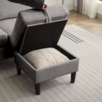 HYLEORY L-Shaped Convertible Sectional Sofa Couch 3 Seater with Linen Fabric, Complete with Ottoman, for Living Room, Apartment and Office