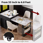 82.7 inch White Kitchen Island with Extendable Dining Table for 4-6 Person,Two-tone Kitchen Table with Double-sized Storage