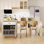 82.7 inch White Kitchen Island with Extendable Dining Table for 4-6 Person,Two-tone Kitchen Table with Double-sized Storage