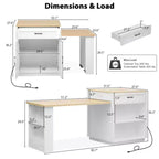 82.7 inch White Kitchen Island with Extendable Dining Table for 4-6 Person,Two-tone Kitchen Table with Double-sized Storage
