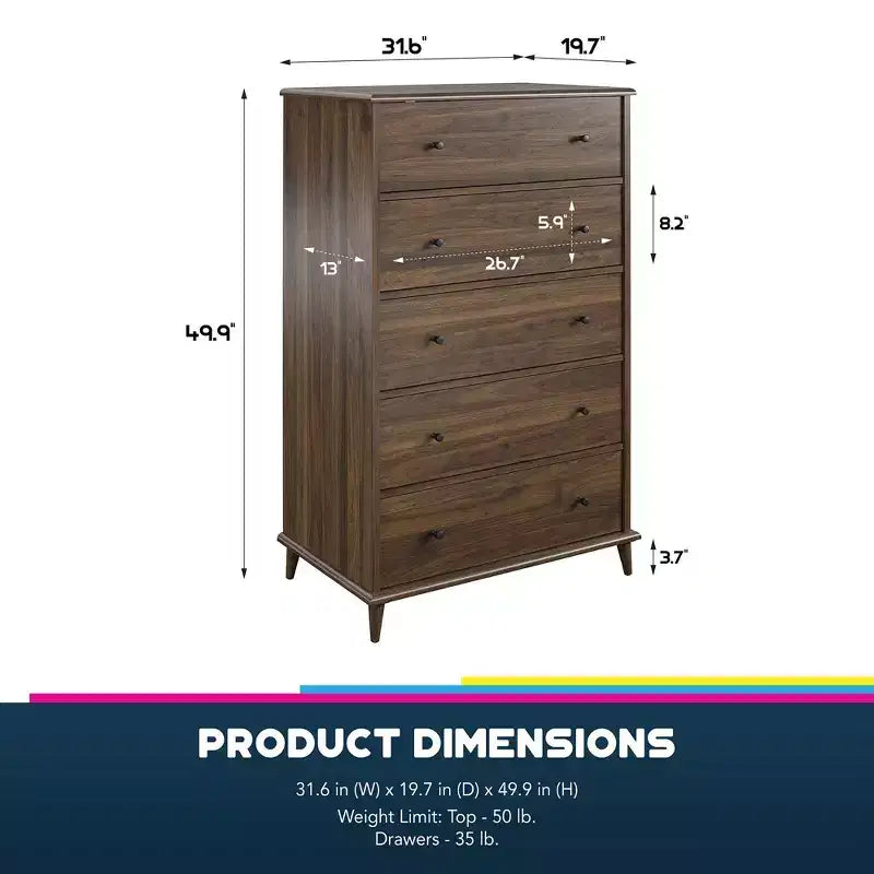 Ameriwood Home Farnsworth 5-Drawer Dresser