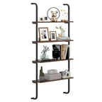 Costway 1/2 PCS 4-Tier Wall-mounted Ladder Shelf Display Bookshelf with Heavy-duty Metal Frame