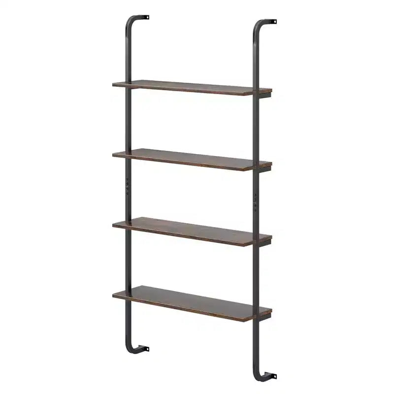 Costway 1/2 PCS 4-Tier Wall-mounted Ladder Shelf Display Bookshelf with Heavy-duty Metal Frame