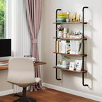 Costway 1/2 PCS 4-Tier Wall-mounted Ladder Shelf Display Bookshelf with Heavy-duty Metal Frame