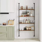 Costway 1/2 PCS 4-Tier Wall-mounted Ladder Shelf Display Bookshelf with Heavy-duty Metal Frame