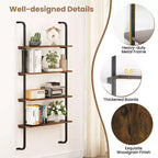 Costway 1/2 PCS 4-Tier Wall-mounted Ladder Shelf Display Bookshelf with Heavy-duty Metal Frame