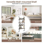 Costway 1/2 PCS 4-Tier Wall-mounted Ladder Shelf Display Bookshelf with Heavy-duty Metal Frame