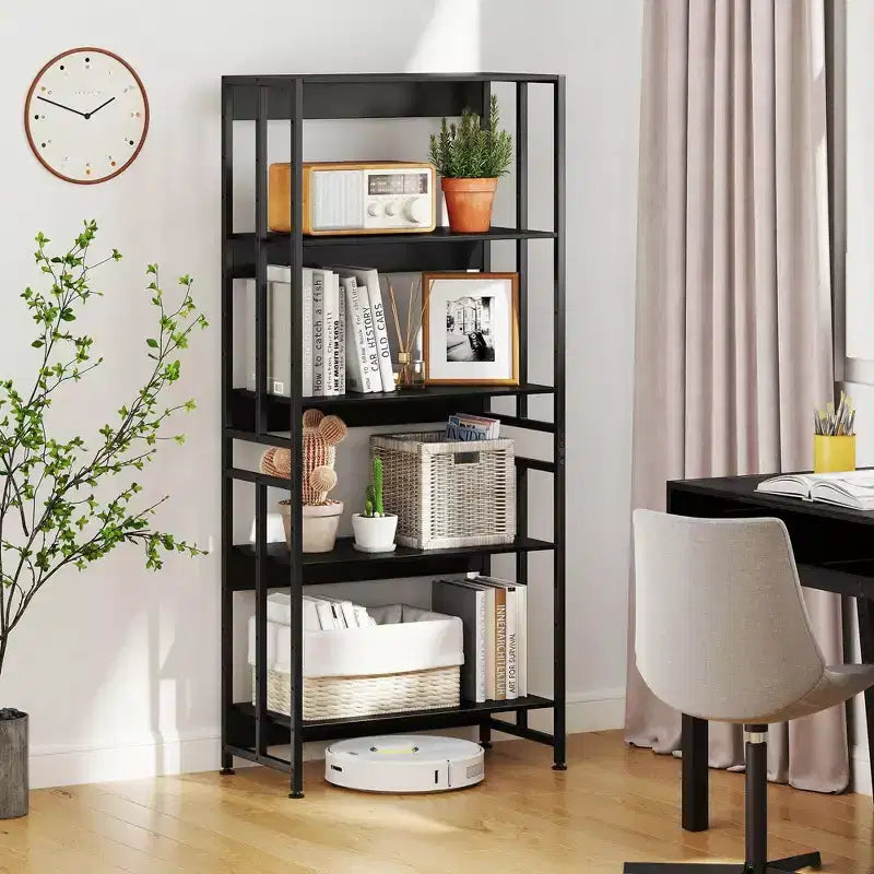 Costway 1/2 PCS 5 Tier Bookshelf 62 Tall Bookcase with Tiltable Shelves Display Storage Rack