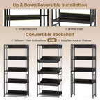 Costway 1/2 PCS 5 Tier Bookshelf 62 Tall Bookcase with Tiltable Shelves Display Storage Rack