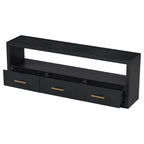 74W TV Stand TV Console Storage Cabinet Entertainment Center Sideboard with 3 Drawers and Open Shelf, Brown/Black/Gray- Christopher Knight Home