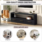 74W TV Stand TV Console Storage Cabinet Entertainment Center Sideboard with 3 Drawers and Open Shelf, Brown/Black/Gray- Christopher Knight Home