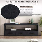 74W TV Stand TV Console Storage Cabinet Entertainment Center Sideboard with 3 Drawers and Open Shelf, Brown/Black/Gray- Christopher Knight Home