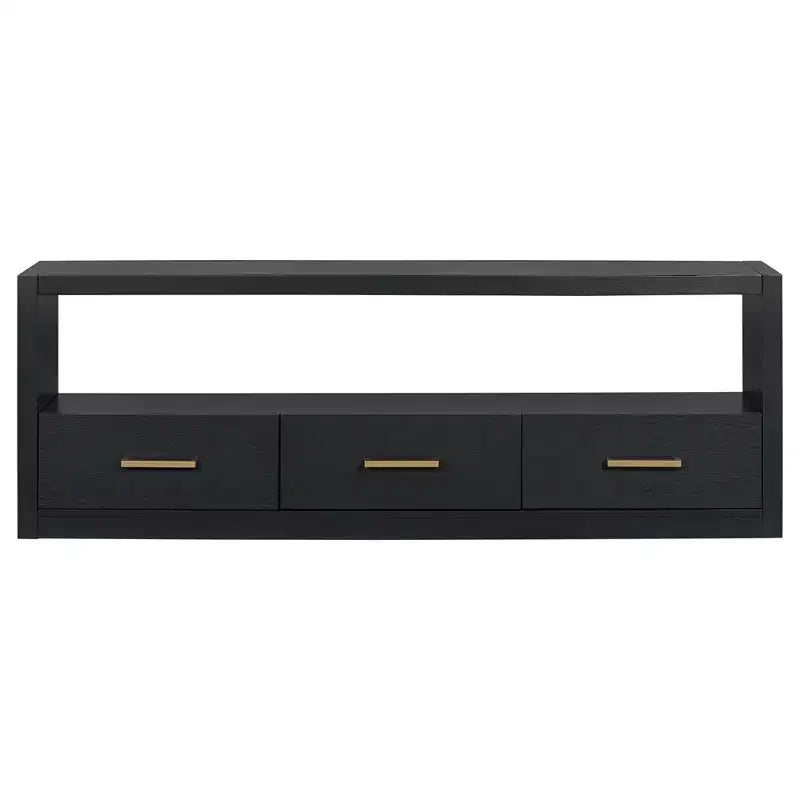 74W TV Stand TV Console Storage Cabinet Entertainment Center Sideboard with 3 Drawers and Open Shelf, Brown/Black/Gray- Christopher Knight Home