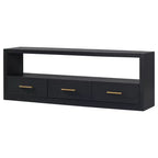 74W TV Stand TV Console Storage Cabinet Entertainment Center Sideboard with 3 Drawers and Open Shelf, Brown/Black/Gray- Christopher Knight Home