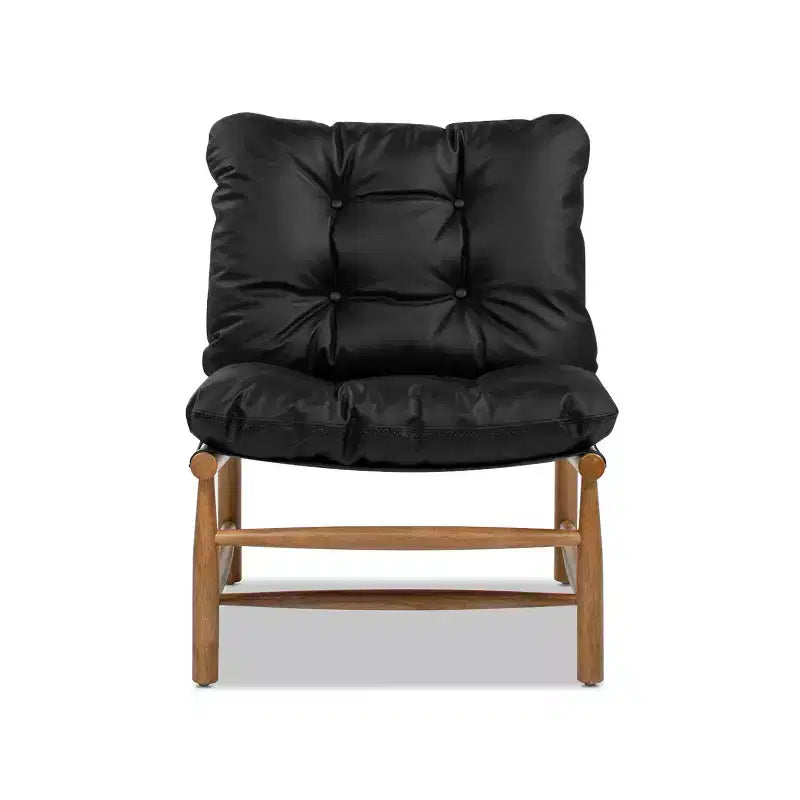 Jennifer Taylor Home Oxford 26.5 Leather Mid-Century Modern Accent Chair, Noir Black Leather