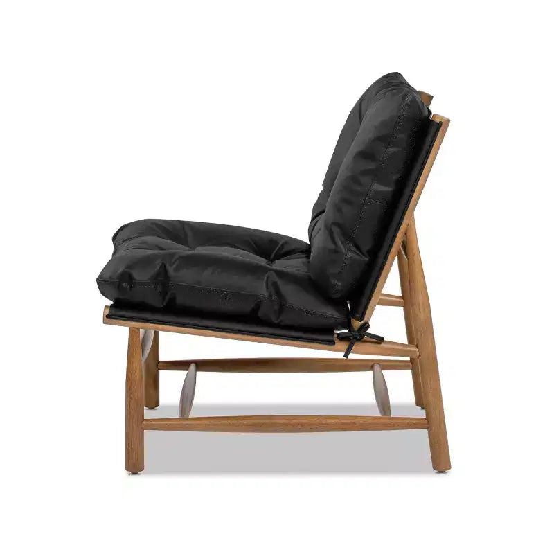 Jennifer Taylor Home Oxford 26.5 Leather Mid-Century Modern Accent Chair, Noir Black Leather