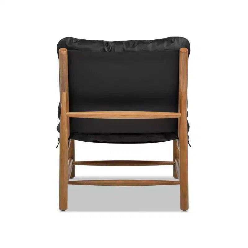 Jennifer Taylor Home Oxford 26.5 Leather Mid-Century Modern Accent Chair, Noir Black Leather