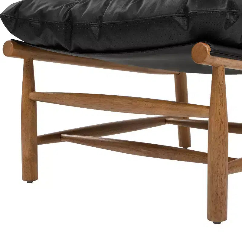 Jennifer Taylor Home Oxford 26.5 Leather Mid-Century Modern Accent Chair, Noir Black Leather