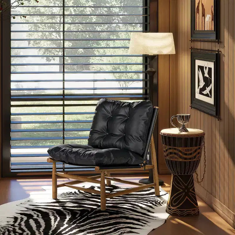 Jennifer Taylor Home Oxford 26.5 Leather Mid-Century Modern Accent Chair, Noir Black Leather