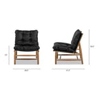Jennifer Taylor Home Oxford 26.5 Leather Mid-Century Modern Accent Chair, Noir Black Leather